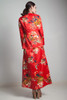 Hawaiian maxi dress sleeveless jacket set vintage 70s red floral print 2-piece matching MEDIUM M