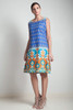 60s vintage mod shift dress knee length geometric print square neck sleeveless ONE SIZE S M L