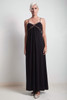 vintage 70s boho maxi dress black floral tie spaghetti strap SMALL S