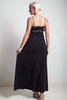 vintage 70s boho maxi dress black floral tie spaghetti strap SMALL S