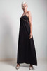 vintage 70s boho maxi dress black floral tie spaghetti strap SMALL S