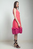 vintage 50s party dress orange pink chiffon gathered heavy ruffle MEDIUM M