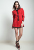 vintage 80s knits sweater dress red black micro mini drop waist MEDIUM M