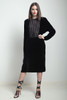 vintage 80s LBD black velvet dress sheer stripe cutout batwing sleeve MEDIUM M
