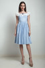 vintage 50s day dress cotton fit and flare ruffle eyelet gingham plaid blue white XXS tiny Extra Small