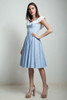 vintage 50s day dress cotton fit and flare ruffle eyelet gingham plaid blue white XXS tiny Extra Small