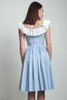 vintage 50s day dress cotton fit and flare ruffle eyelet gingham plaid blue white XXS tiny Extra Small