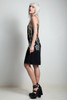 vintage 70s party dress black gold metallic floral damask spaghetti straps EXTRA SMALL XXS