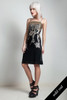 vintage 70s party dress black gold metallic floral damask spaghetti straps EXTRA SMALL XXS