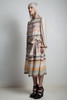 vintage 70s sheer dress pastel stripe puff long sleeve tied waist EXTRA LARGE XL