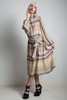 vintage 70s sheer dress pastel stripe puff long sleeve tied waist EXTRA LARGE XL