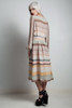 vintage 70s sheer dress pastel stripe puff long sleeve tied waist EXTRA LARGE XL