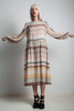 vintage 70s sheer dress pastel stripe puff long sleeve tied waist EXTRA LARGE XL