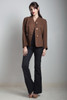 vintage 40s collarless jacket blazer tailored pintuck brown LARGE L