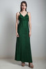 vintage 70s empire maxi dress evening gown green metallic lurex  SMALL S