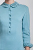 vintage 60s sweater dress blue wool crochet Peter Pan collar trims SMALL MEDIUM S M