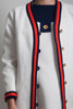 vintage 60s shift dress coat matching set mod suit red white blue LARGE L