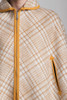 vintage 70s reversible cape beige plaid felt mustard yellow ONE SIZE S M L