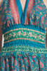 open back maxi dress OOAK boho silk sari halter tiered deep plunging floor length flowy green pink paisley floral ONE SIZE S M L