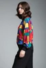 vintage 90s Mondrian silk top blouse open front primary color block long sleeves ONE SIZE S M L