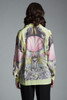 vintage silk blouse top pastel green pink psychedelic sheep statue print long sleeves SMALL S 34