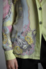 vintage silk blouse top pastel green pink psychedelic sheep statue print long sleeves SMALL S 34