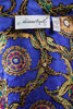 vintage silk blouse top blue gold floral medallion print high neck asymmetrical long sleeves MEDIUM M 8