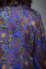 vintage silk blouse top blue gold floral medallion print high neck asymmetrical long sleeves MEDIUM M 8