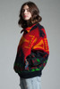 vintage 80s wool blanket fleece bomber jacket coat red yellow Aztec puffer ONE SIZE S M L