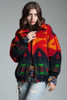 vintage 80s wool blanket fleece bomber jacket coat red yellow Aztec puffer ONE SIZE S M L