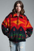 vintage 80s wool blanket fleece bomber jacket coat red yellow Aztec puffer ONE SIZE S M L