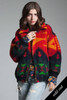 vintage 80s wool blanket fleece bomber jacket coat red yellow Aztec puffer ONE SIZE S M L