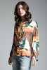 vintage flowy silk blouse scream painting print Edvard Munch top long sleeves SMALL S