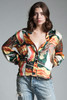 vintage flowy silk blouse scream painting print Edvard Munch top long sleeves SMALL S