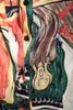 vintage flowy silk blouse scream painting print Edvard Munch top long sleeves SMALL S