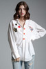 vintage bedazzled white dress shirt card suit poker game applique patches studs long sleeves extra large plus size XL 1X 