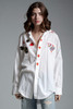 vintage bedazzled white dress shirt card suit poker game applique patches studs long sleeves extra large plus size XL 1X 