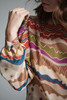unworn deadstock vintage 90s flowy sheer top abstract wave print long sleeves MEDIUM LARGE M L