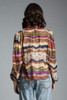 unworn deadstock vintage 90s flowy sheer top abstract wave print long sleeves MEDIUM LARGE M L