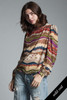 unworn deadstock vintage 90s flowy sheer top abstract wave print long sleeves MEDIUM LARGE M L