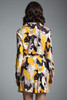vintage 70s blouse shirt open wrap skirt set psychedelic portrait print yellow black long sleeves SMALL S