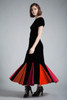 vintage 50s mermaid hem circus dress black pink orange velvet short sleeves SMALL S
