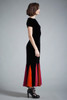 vintage 50s mermaid hem circus dress black pink orange velvet short sleeves SMALL S