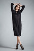vintage 80s sheer black dress pleated bib long sleeves MEDIUM LARGE M L