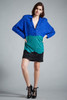 vintage 80s party cocktail mini dress blue green black glitter shiny bat wing sleeves MEDIUM M
