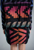 vintage 80s hand paint silk mini dress long sleeves high collar pleated MEDIUM M