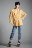vintage 90s silk blazer jacket polka dot yellow jacquard satin oversize MEDIUM M