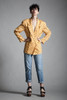 vintage 90s silk blazer jacket polka dot yellow jacquard satin oversize MEDIUM M