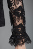 vintage 60s black lace top blouse long flounce sleeves evening floral MEDIUM M