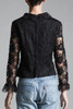 vintage 60s black lace top blouse long flounce sleeves evening floral MEDIUM M
